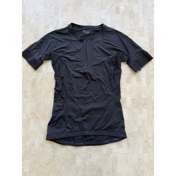 Athleta Velo Cycle Jersey Top Cyling Running Yoga Gym Black Workout Sz S - Picture 3 of 10